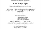 Nastupno predavanje - dr. sc. Marija Pijaca