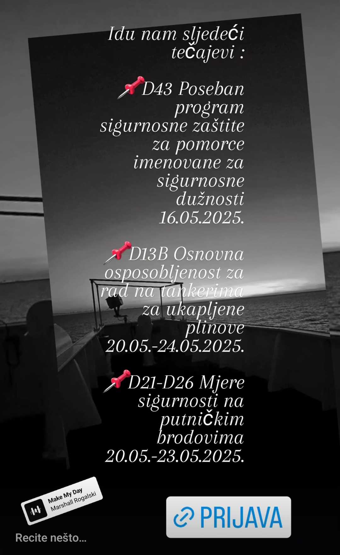 Prijave u tijeku za tečaje D43, D13B, D21- D26
